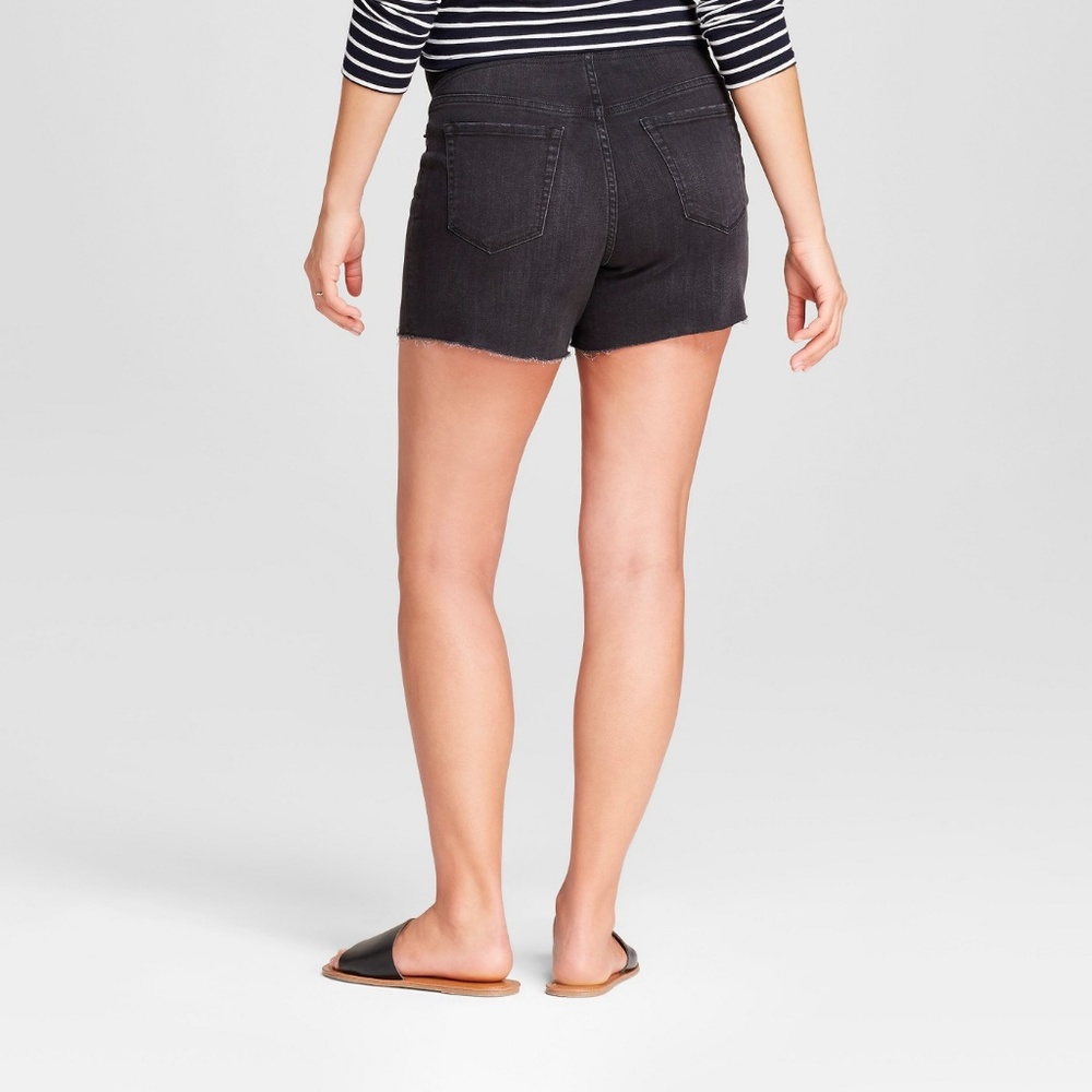 Maternity Crossover Panel Midi Jean Shorts #61-33 - Picture 2 of 5